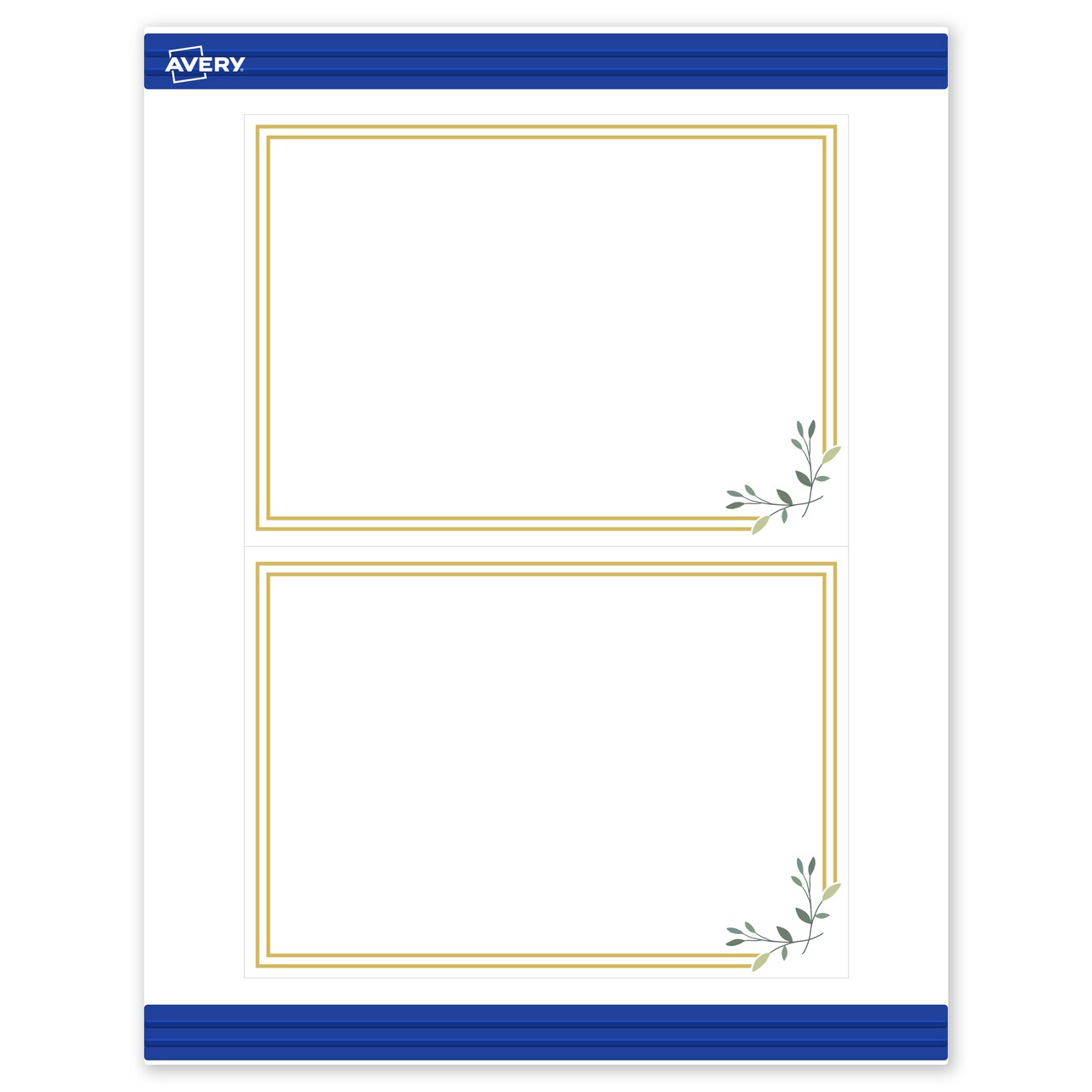 Avery Printable Rectangle Invitation Cards, Gold Double Border with Florals, 5" x 7", Matte White Rectangle Invitation Cards, Laser/Inkjet, 20ct, Great for Invitation Cards